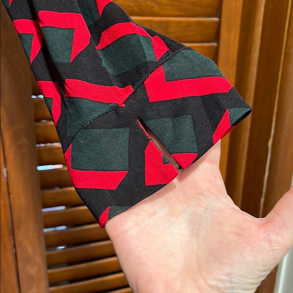 Diane Von Furstenberg Geometric Wrap Dress - Black and Red - Picture 3 of 7